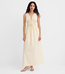 Striped Bow Poplin Midi Pocket Dress carousel Product Image 1