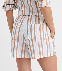 Sawyer Pull On Shorts in Striped Linen Cotton carousel Product Image 2
