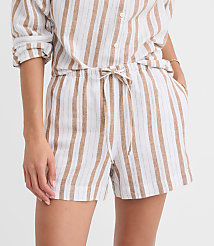 Sawyer Pull On Shorts in Striped Linen Cotton carousel Product Image 3