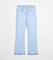 Rivete Petite Unpicked High Rise Kick Crop Jeans in Wave Wash carousel Product Image 4