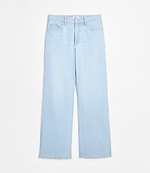 Rivete Petite Fresh Cut Mid Rise Wide Leg Jeans in Wave Wash carousel Product Image 4