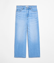 Rivete Tall High Rise Wide Leg Crop Jeans in Bright Medium Stonewash carousel Product Image 4