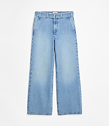 Rivete Tall Belted High Rise Wide Leg Jeans in Light Wash carousel Product Image 4