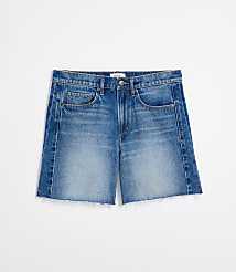 Rivete Fresh Cut Seamed Boyfriend Shorts in Dark Wash carousel Product Image 5