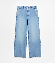 Rivete Tall Curvy Belted High Rise Wide Leg Jeans in Light Wash carousel Product Image 3