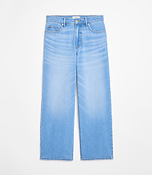 Rivete Curvy High Rise Wide Leg Crop Jeans in Bright Medium Stonewash carousel Product Image 3