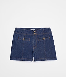 Rivete Curvy Double Shank High Rise Denim Shorts in Nova Wash carousel Product Image 3