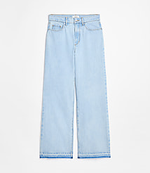 Rivete Curvy Unpicked High Rise Wide Leg Jeans in Wave Wash carousel Product Image 3