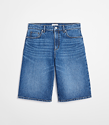 Rivete Curvy High Rise Denim Bermuda Shorts in Dark Wash carousel Product Image 3