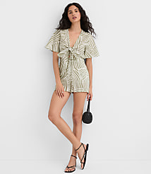 LOFT Beach Wave Tie Front Linen Cotton Romper carousel Product Image 1