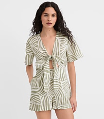 LOFT Beach Wave Tie Front Linen Cotton Romper carousel Product Image 2