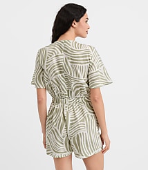 LOFT Beach Wave Tie Front Linen Cotton Romper carousel Product Image 3