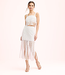 Lately Crochet Lace Fringe Midi Skirt carousel Product Image 5