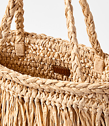 Fringe Raffia Tote Bag carousel Product Image 2