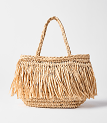 Fringe Raffia Tote Bag carousel Product Image 1
