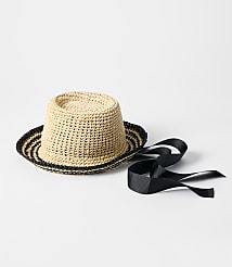 Striped Raffia Bow Hat carousel Product Image 1