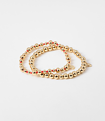 Metallic Beaded Stretch Bracelet Set carousel Product Image 1