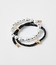 Pearlized Heart Rope Bracelet Set carousel Product Image 1