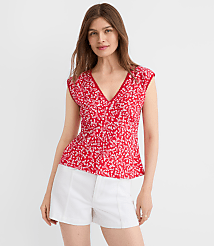 Petite Floral Lace Trim Cap Sleeve Top carousel Product Image 2