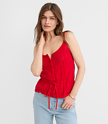 Tie Waist Pointelle Sweater Tank Top carousel Product Image 2