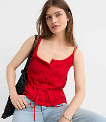 Tie Waist Pointelle Sweater Tank Top carousel Product Image 1