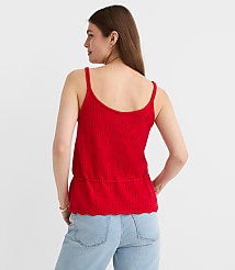 Tie Waist Pointelle Sweater Tank Top carousel Product Image 3