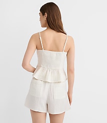 LOFT Beach Strappy Ruched Triple Cloth Peplum Top carousel Product Image 3
