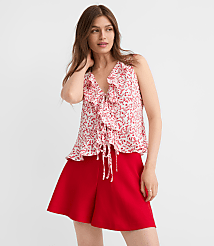 Petite Floral Ruffle Bow Top carousel Product Image 3