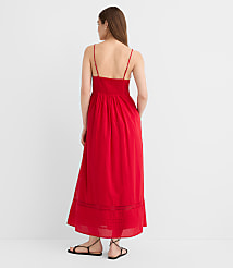 Petite Strappy Lace Trim Pintucked Midi Pocket Dress carousel Product Image 4