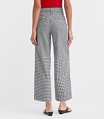 Petite Palmer Wide Leg Crop Pants in Gingham Cotton Linen carousel Product Image 3