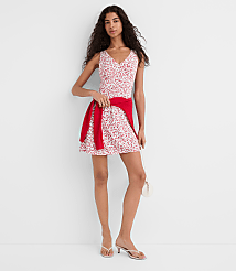 Petite Floral V-Neck Mini Dress carousel Product Image 1