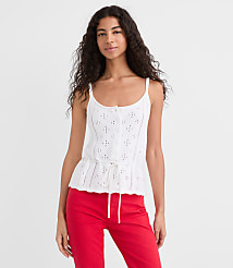 Tie Waist Pointelle Sweater Tank Top carousel Product Image 1