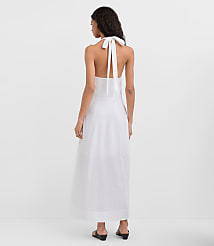 Linen Cotton Midi Pocket Halter Dress carousel Product Image 2