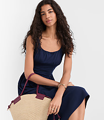 Seamed Waist Square Neck Midi Dress carousel Product Image 1