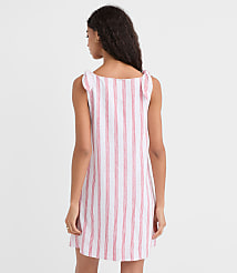 Striped Linen Cotton Tie Boatneck Mini Dress carousel Product Image 3