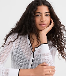 Tipped Scalloped Pointelle Cardigan carousel Product Image 1