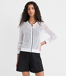 Tipped Scalloped Pointelle Cardigan carousel Product Image 3