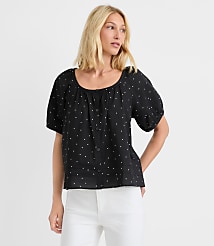 Dotted Pintucked Puff Sleeve Blouse carousel Product Image 1