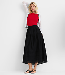Petite Scalloped Eyelet Pintucked Maxi Skirt carousel Product Image 1