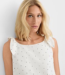 Petite Dotted Linen Cotton Tie Boatneck Mini Dress carousel Product Image 4
