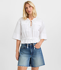 Poplin Safari Peplum Top carousel Product Image 1