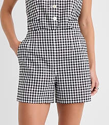 Darted Side Zip Shorts in Gingham carousel Product Image 3