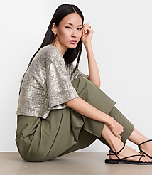 Petite LOFT Versa Metallic Cropped Relaxed Tee carousel Product Image 2