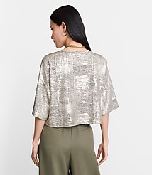 Petite LOFT Versa Metallic Cropped Relaxed Tee carousel Product Image 3