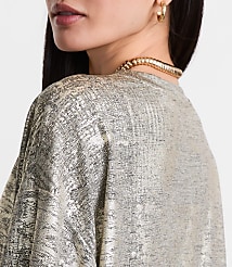 Petite LOFT Versa Metallic Cropped Relaxed Tee carousel Product Image 4