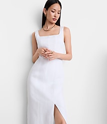 LOFT Versa Luxe Lyocell Linen Midi Dress carousel Product Image 2