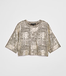 Petite LOFT Versa Metallic Cropped Relaxed Tee carousel Product Image 5