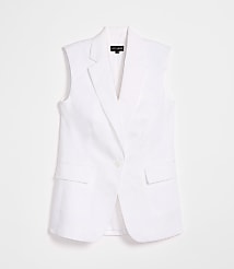 Petite LOFT Versa Luxe Lyocell Linen Sleeveless Blazer carousel Product Image 5
