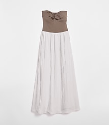Petite LOFT Versa Strapless Mixed Media Maxi Dress carousel Product Image 4