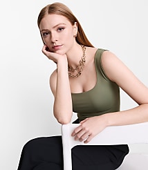 LOFT Versa 360 Knit Square Neck Tank Top carousel Product Image 2